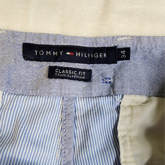 Tommy Hilfiger Men's Classic Fit Chino Shorts, Blue And White Stripe, Size 34 - Picture 3 of 8